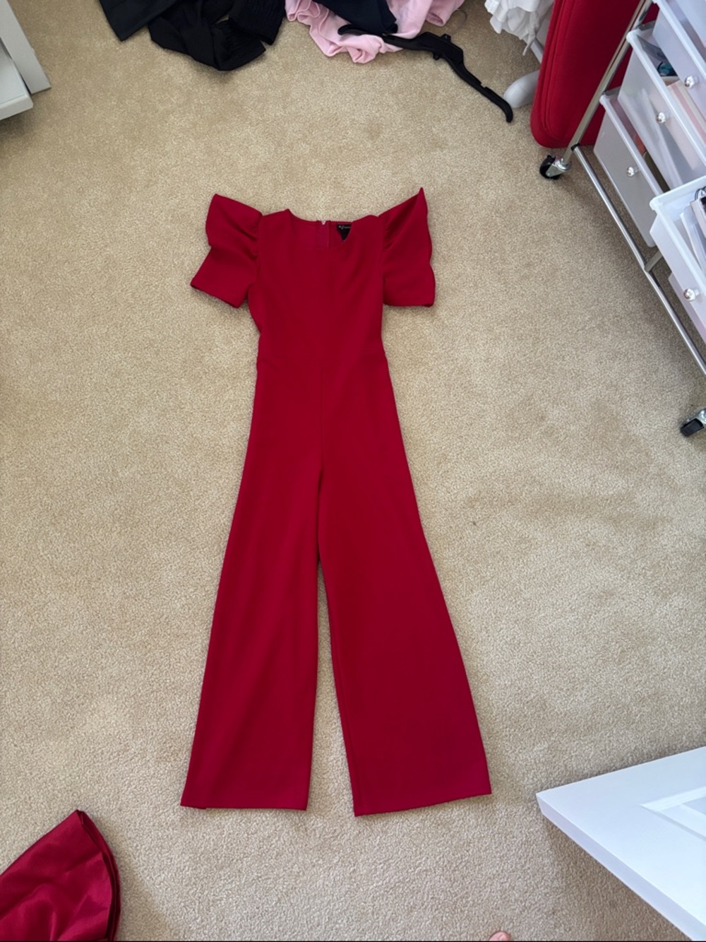 Xtraordinary Red Puff-Sleeve Kids One-Piece Jumpsuit